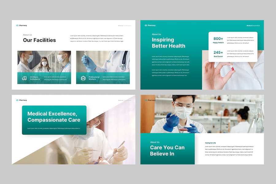 蓝绿色医疗药房健康宣传Keynote模板 - PPT派