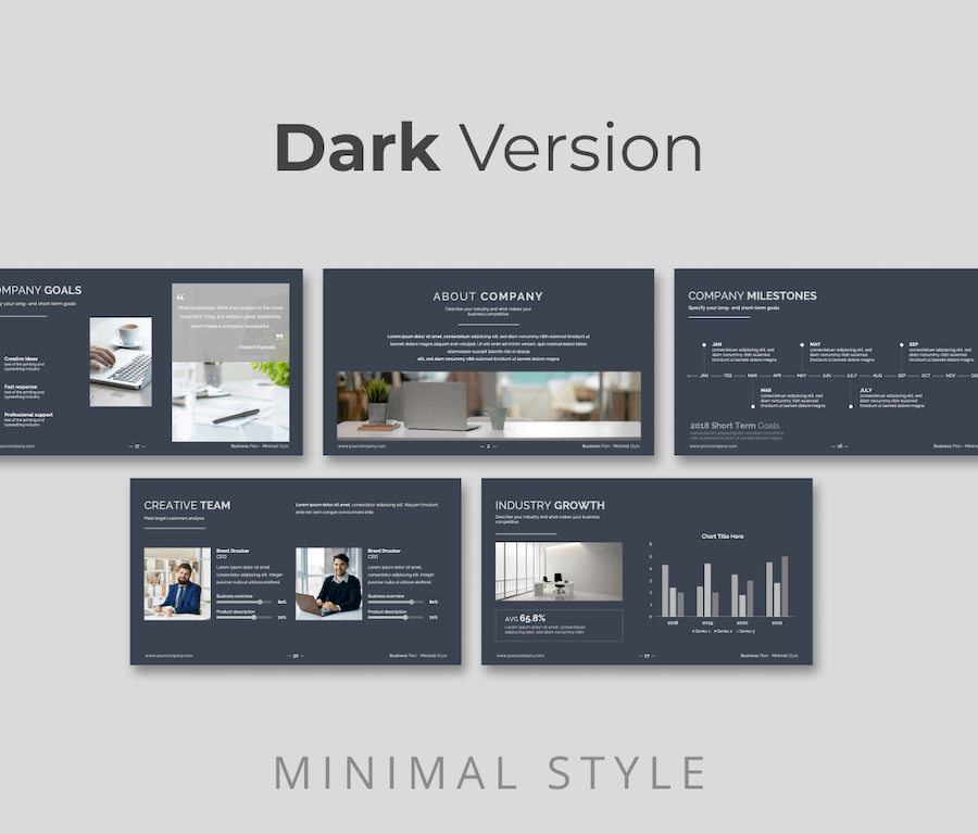 极简风格室内设计商业计划书PPT模板 - PPT派