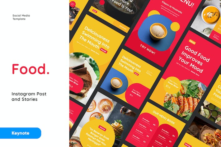 美食餐饮Instagram营销推广Keynote模板 - PPT派