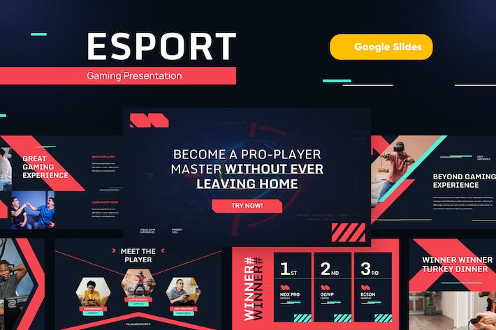 红黑色电竞游戏科技谷歌PPT模板 - PPT派