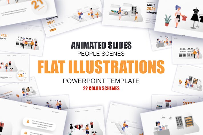 欧美购物电商零售插画高级PPT模板 - PPT派