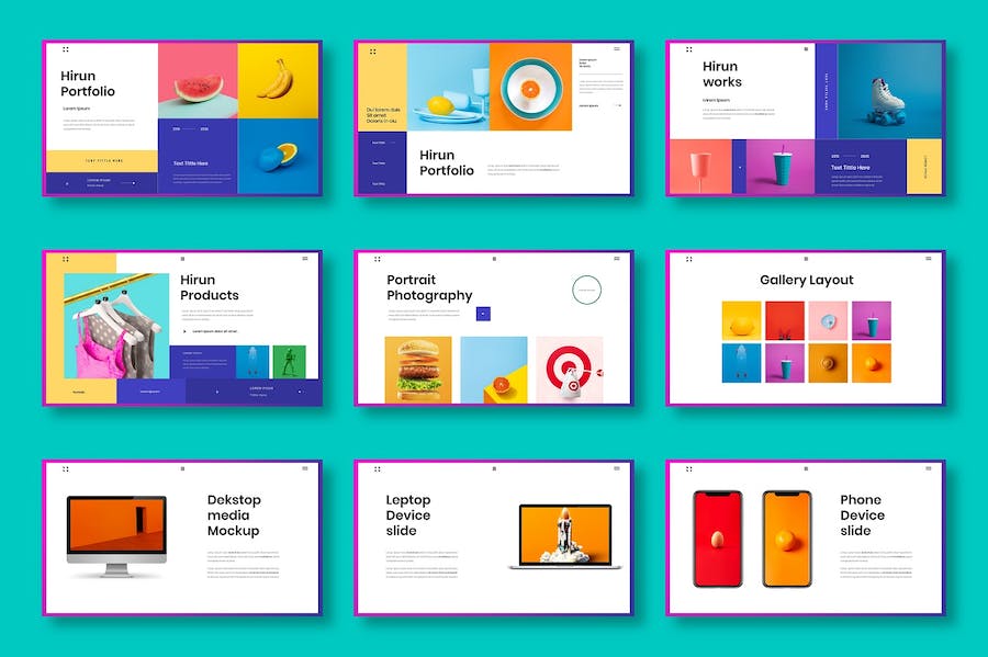 蓝色立体图片展示商务Keynote模板 - PPT派