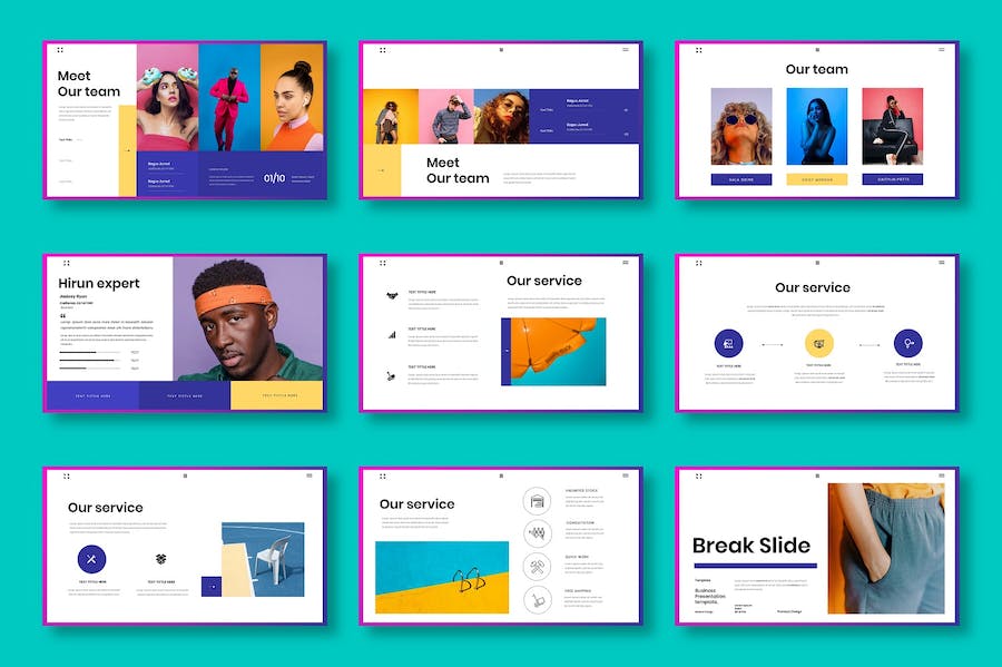 蓝色立体图片展示商务Keynote模板 - PPT派