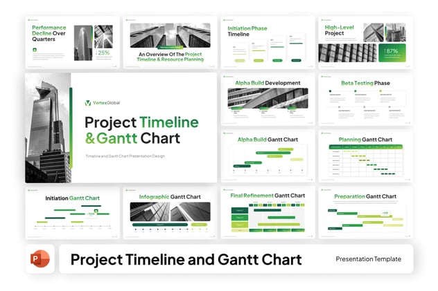项目时间轴甘特图管理PPT模板 - PPT派