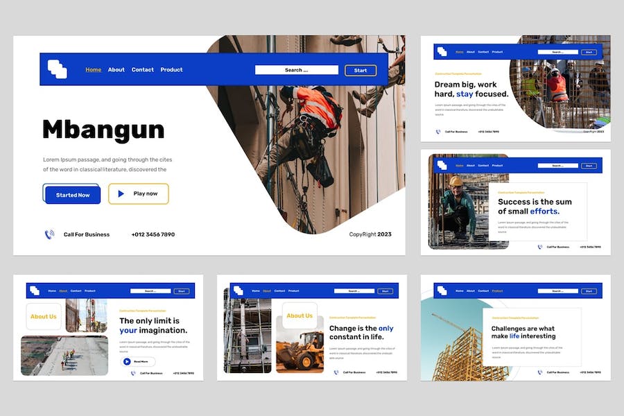 欧美专业建筑施工报告PPT模板 - PPT派