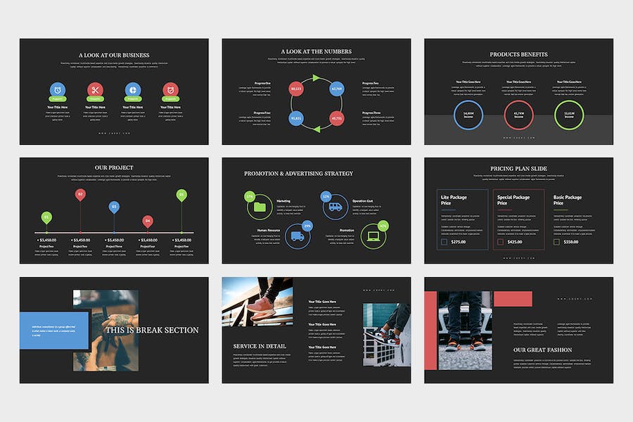 商业主题创意展示Keynote模板 - PPT派