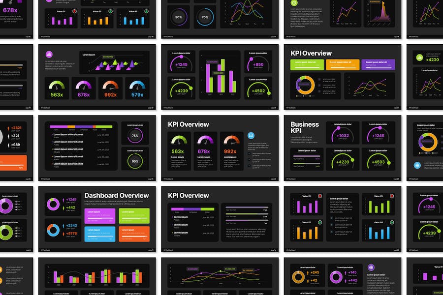 KPI绩效数据分析图形图表展示PPT模板 - PPT派