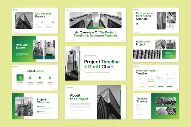 项目时间轴甘特图管理PPT模板 - PPT派