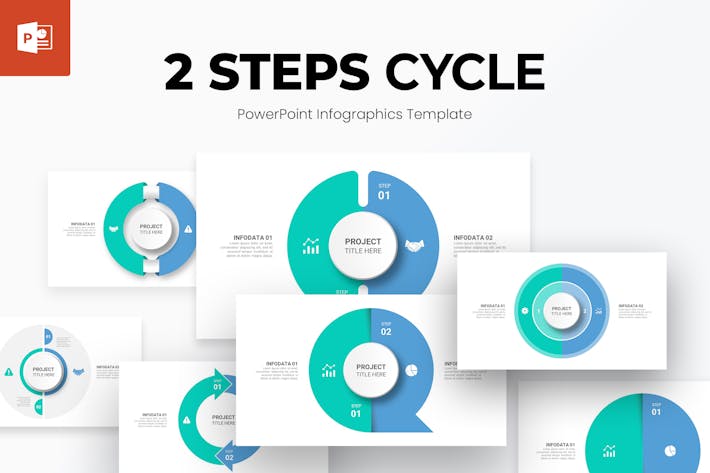 2步骤圆形循环图形PPT模板- PPT派