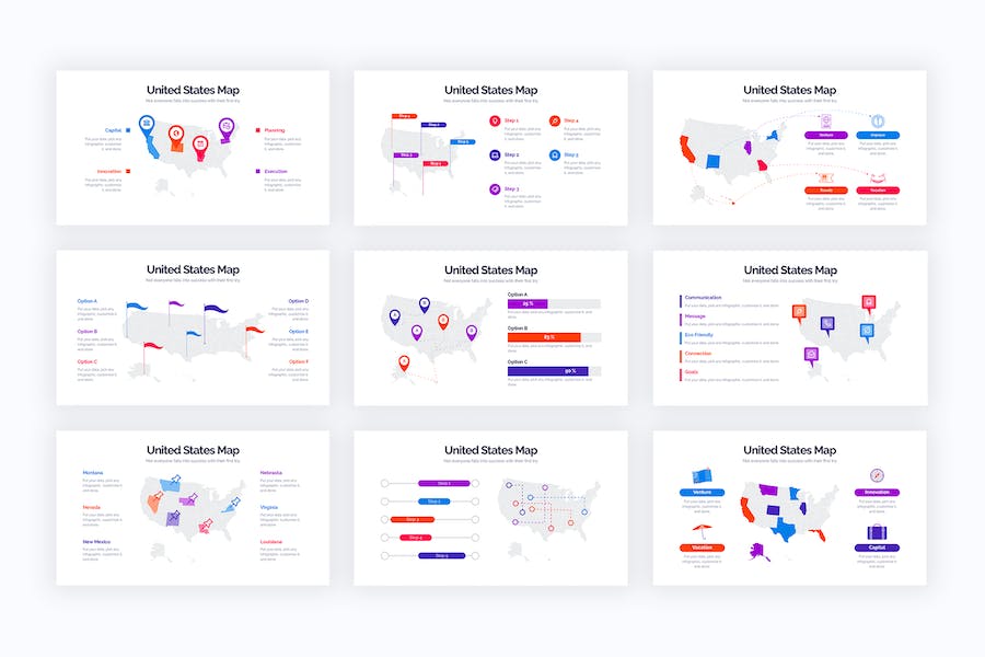 美国地图区域数据可视化信息图PPT模板 Retry - PPT派