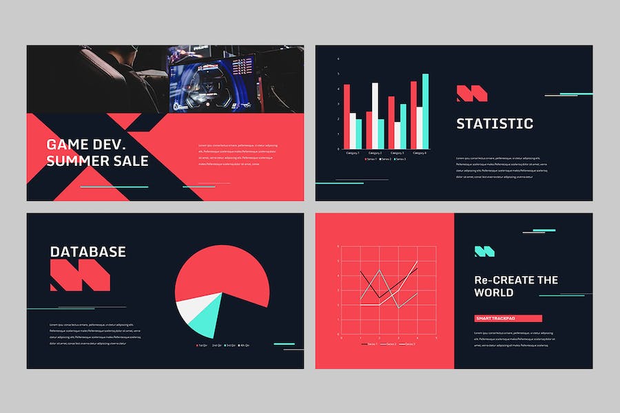 红黑色电竞游戏科技谷歌PPT模板 - PPT派