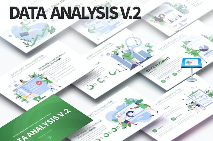 矢量商务人物插画数据分析图形图表keynote模板 - PPT派