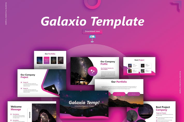 紫色银河星空创意设计Keynote模板 - PPT派