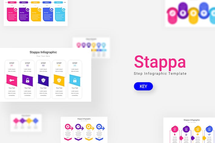 彩色数据统计分析信息图形Keynote模板 - PPT派