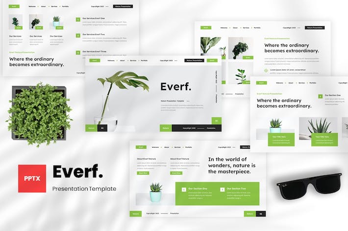 极简自然生态设计PPT模板 - PPT派