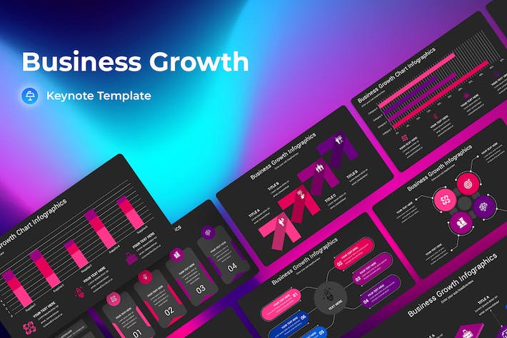 业务增长深色主题演讲Keynote模板 - PPT派