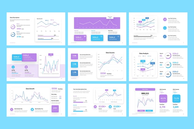 可视化数据折线图形PPT模板 - PPT派