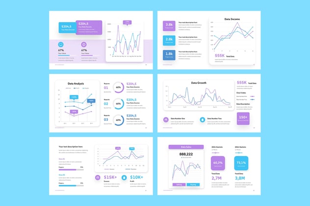 可视化数据折线图形PPT模板 - PPT派
