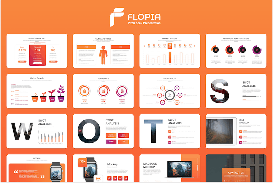 欧美商务风格SWOT分析PPT模板 - PPT派