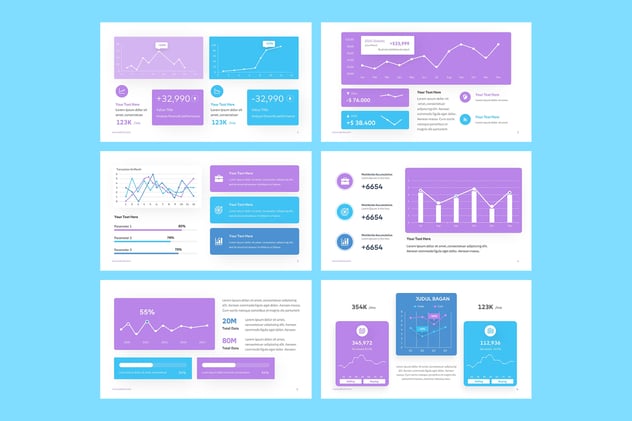 可视化数据折线图形PPT模板 - PPT派