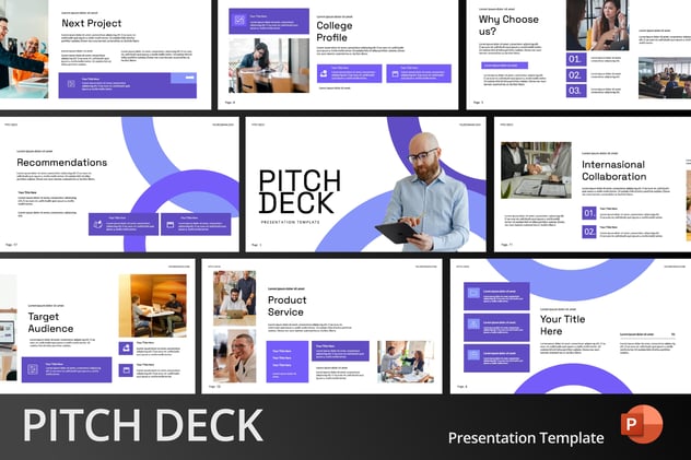 蓝白色Pitch Deck商业计划书PPT模板 - PPT派