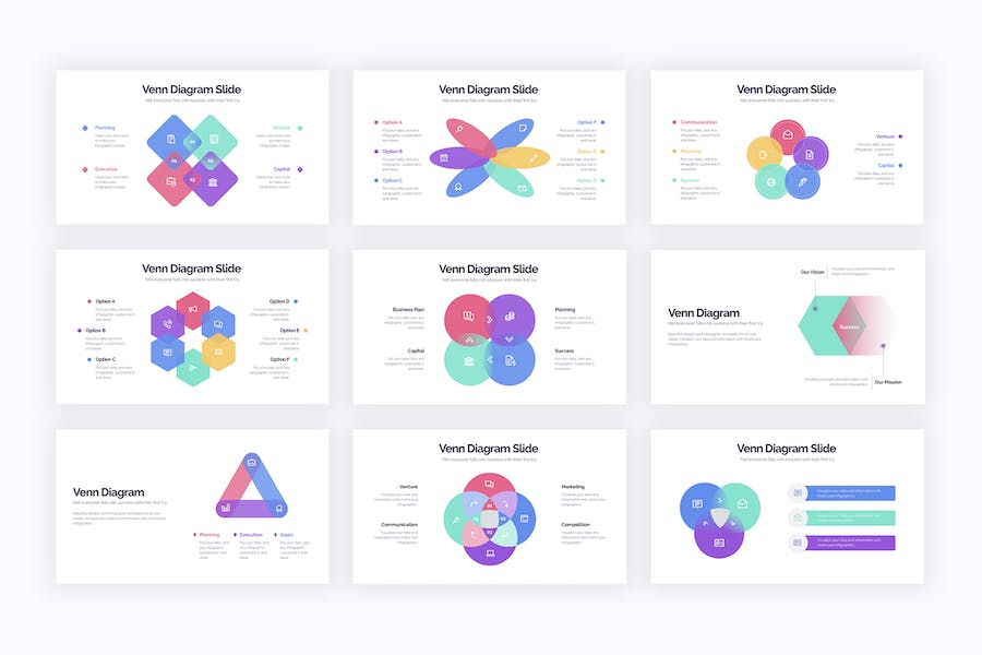 商业维恩图关系分析信息图PPT模板 - PPT派