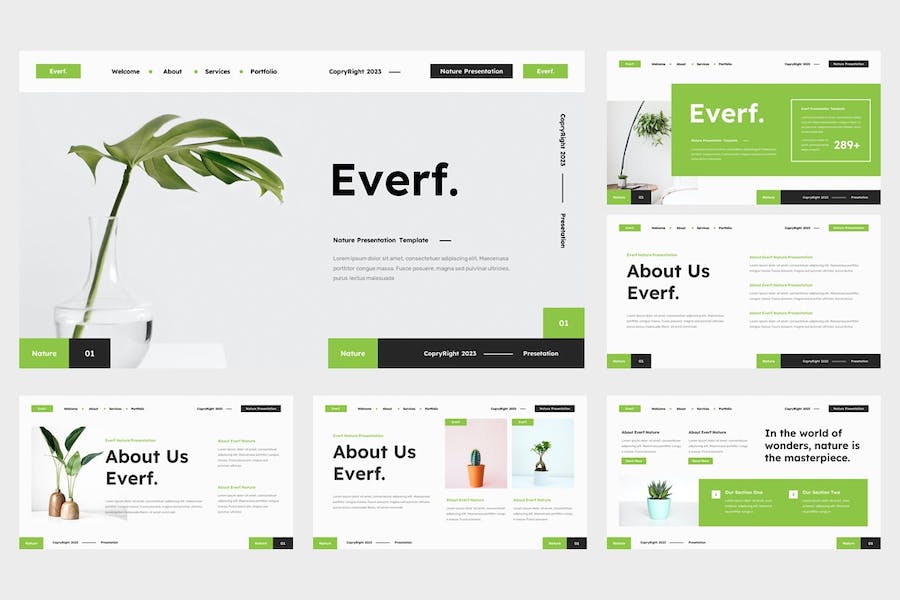 极简自然生态设计PPT模板 - PPT派