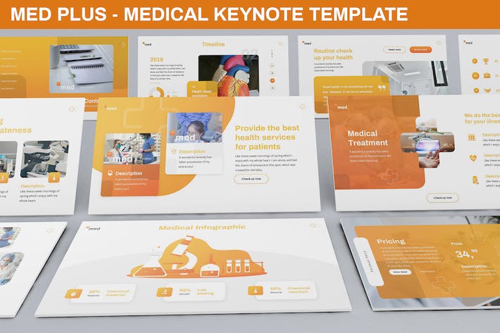 橙色医疗健康护理服务Keynote模板 - PPT派