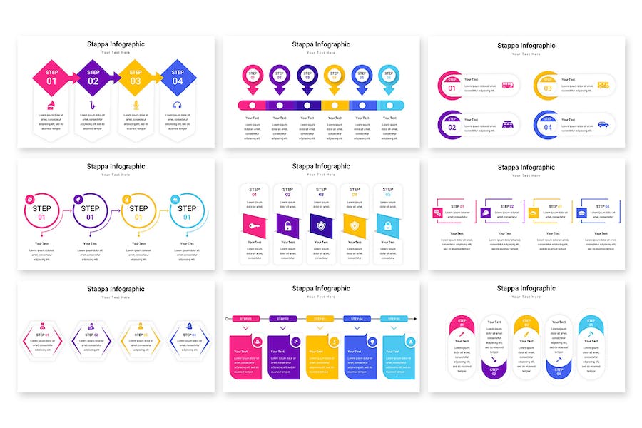 彩色数据统计分析信息图形Keynote模板 - PPT派