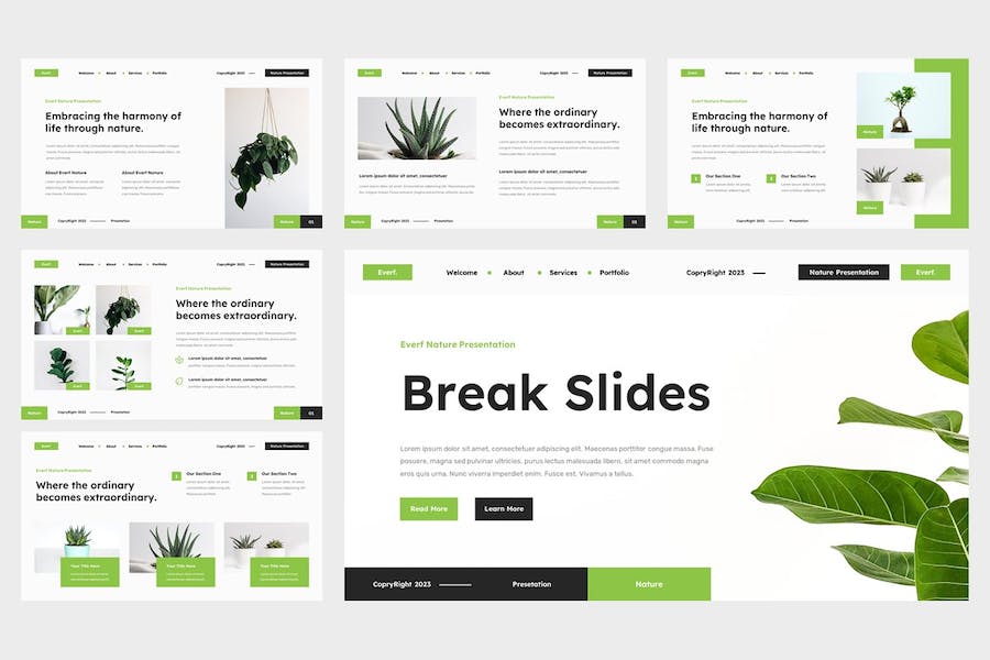 极简自然生态设计PPT模板 - PPT派