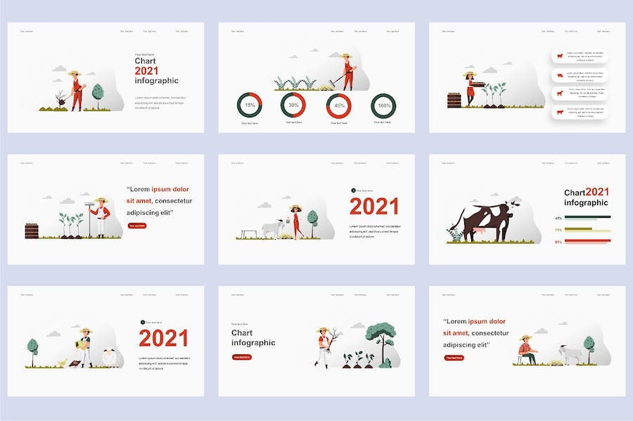 国外农业科技种植插画高级PPT模板 - PPT派