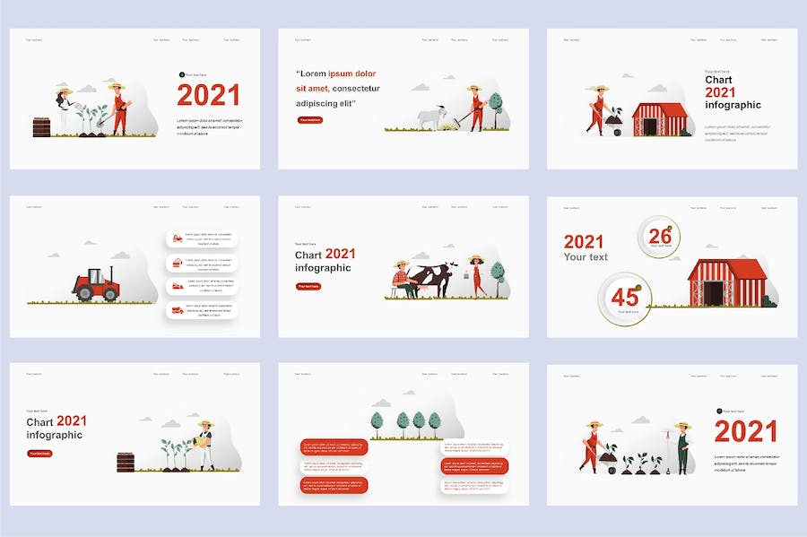 国外农业科技种植插画高级PPT模板 - PPT派