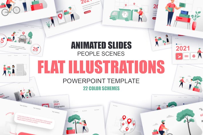 物流配送快递服务插画PPT模板 - PPT派