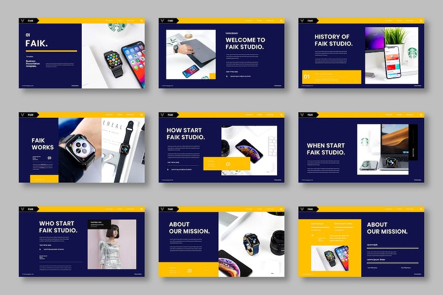 黄黑色图片拼贴商务提案Keynote模板 重试 - PPT派