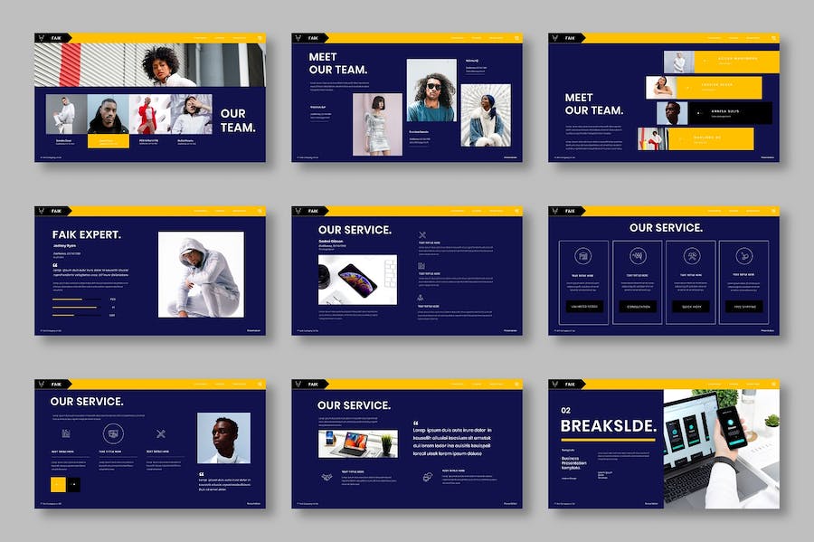 黄黑色图片拼贴商务提案Keynote模板 重试 - PPT派