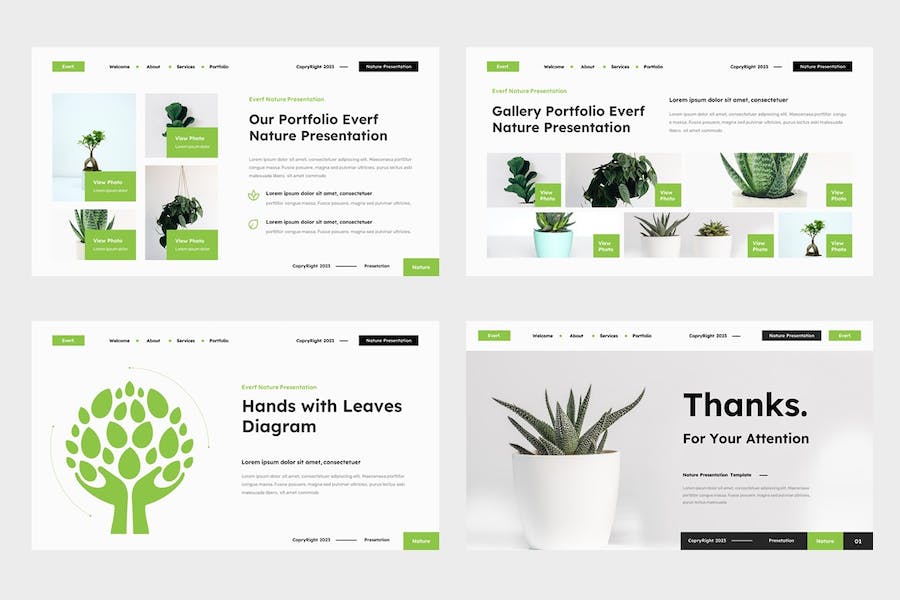 极简自然生态设计PPT模板 - PPT派