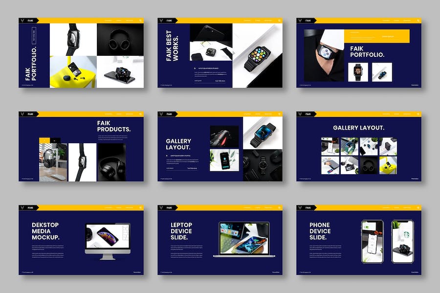 黄黑色图片拼贴商务提案Keynote模板 重试 - PPT派