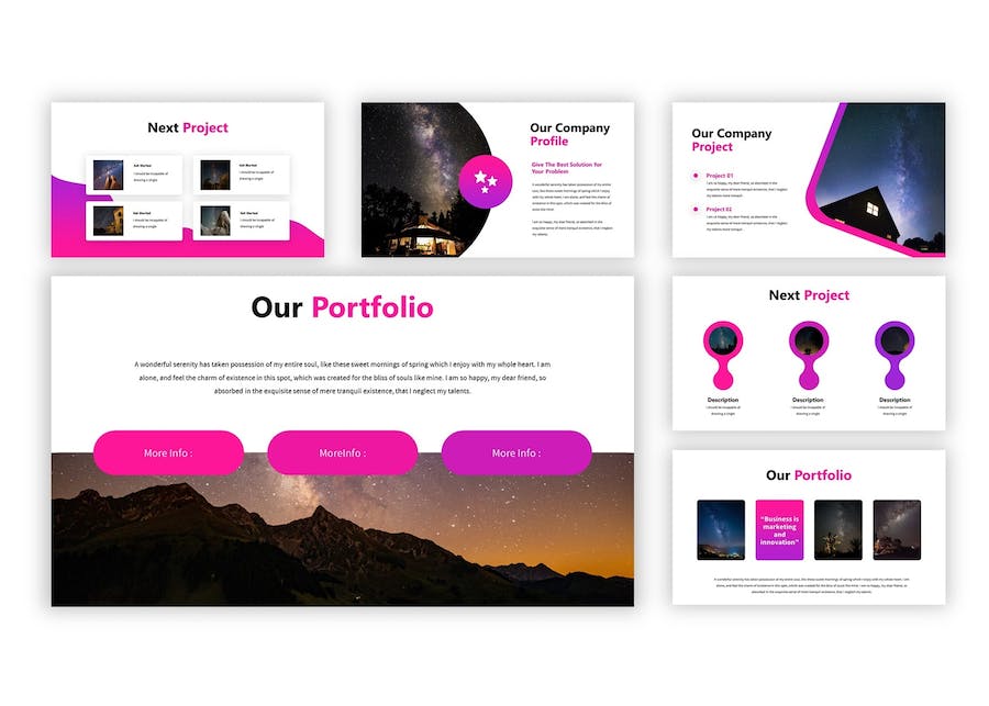 紫色银河星空创意设计Keynote模板 - PPT派