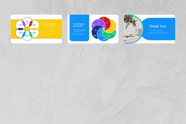 彩色维恩图对比分析Keynote模板 - PPT派