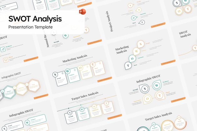 SWOT战略分析框架展示PPT模板 - PPT派