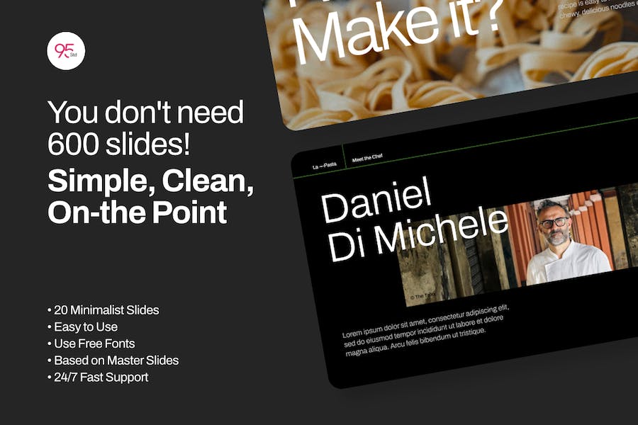 意大利面美食餐厅极简风格Keynote模板 - PPT派