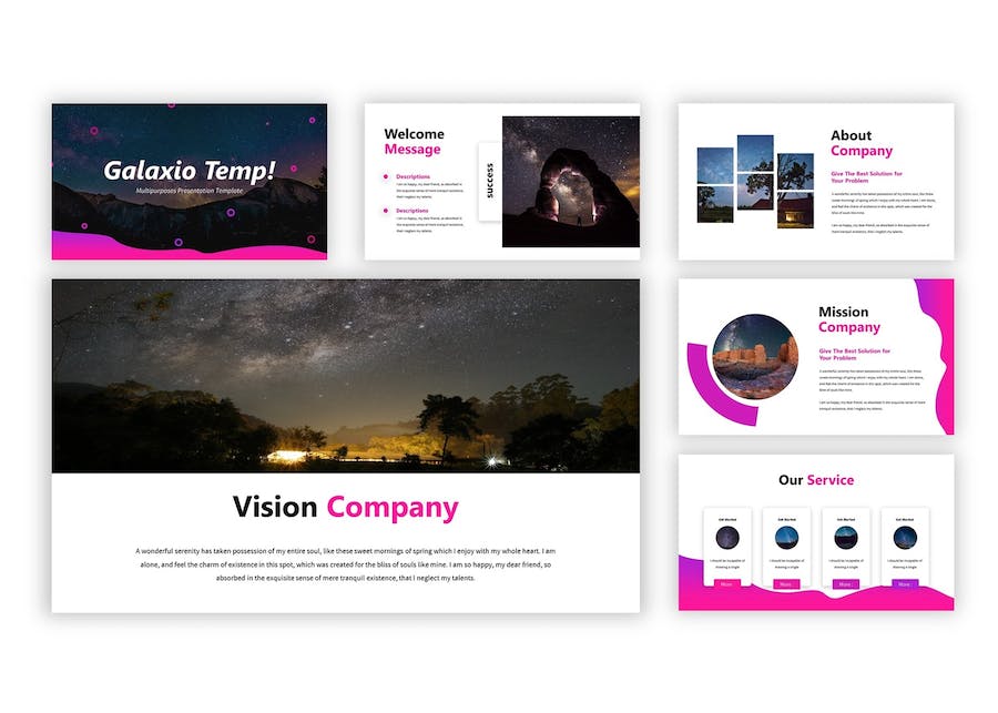 紫色银河星空创意设计Keynote模板 - PPT派