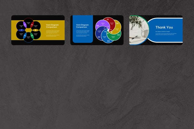 彩色维恩图对比分析Keynote模板 - PPT派