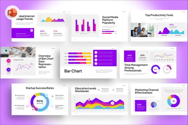 条形图信息图表数据可视化PPT模板 - PPT派