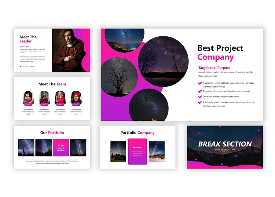 紫色银河星空创意设计Keynote模板 - PPT派