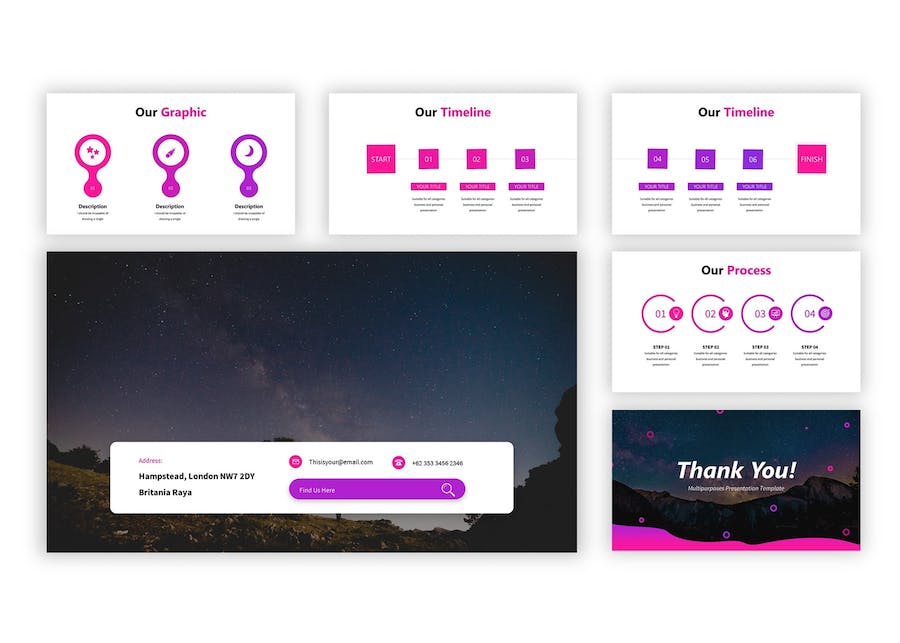 紫色银河星空创意设计Keynote模板 - PPT派