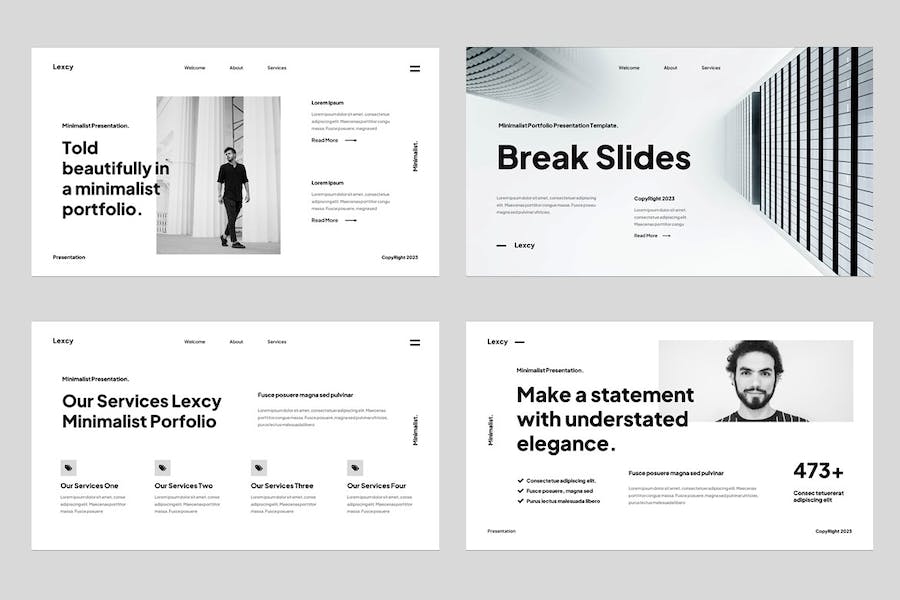 极简商业投资组合讲述展示PPT模板 - PPT派