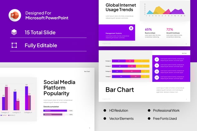 条形图信息图表数据可视化PPT模板 - PPT派