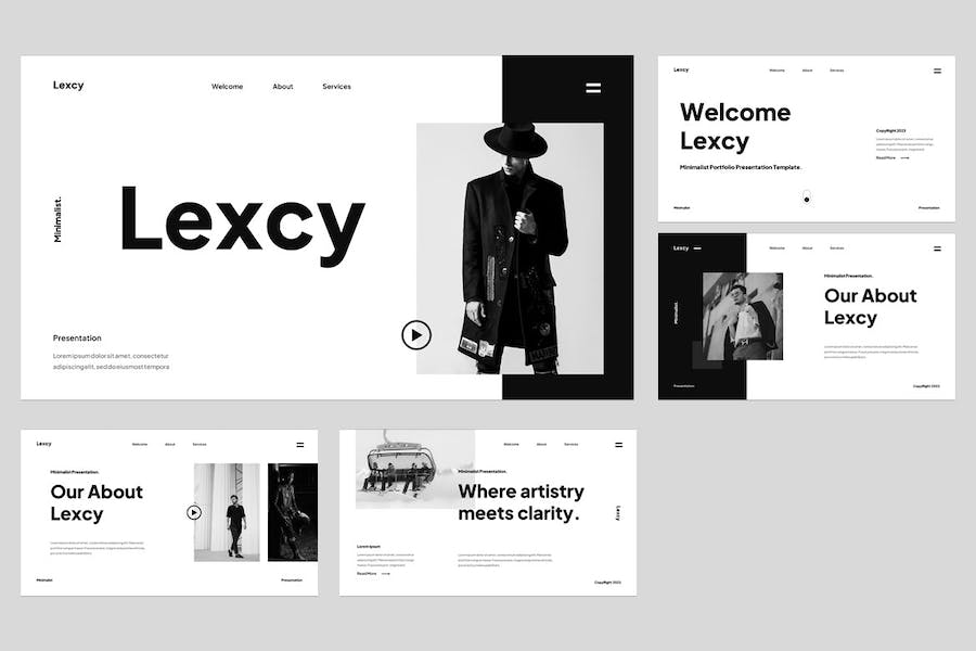 极简商业投资组合讲述展示PPT模板 - PPT派