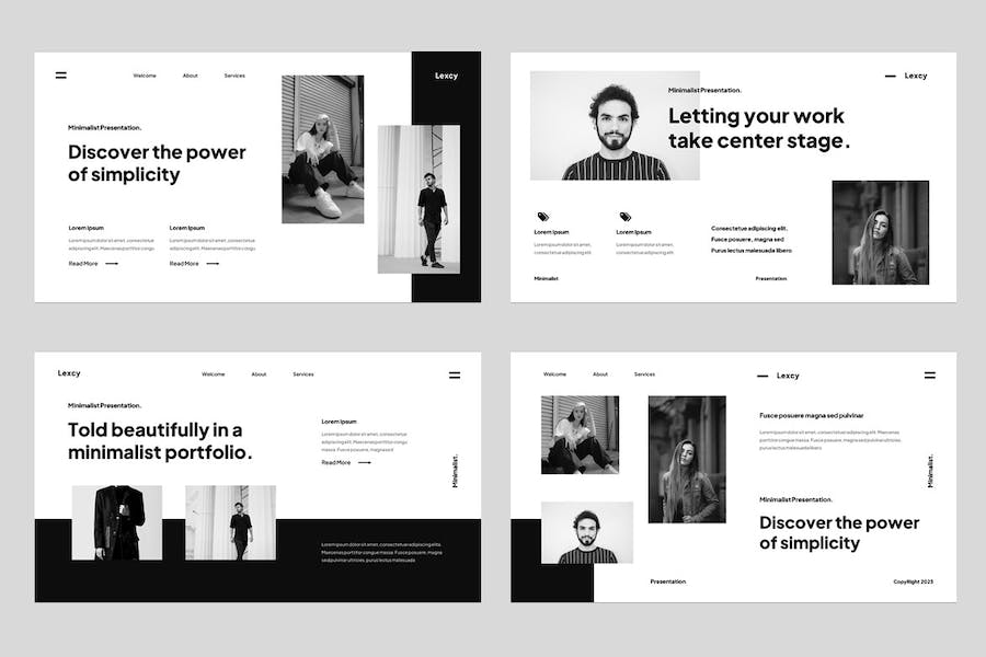 极简商业投资组合讲述展示PPT模板 - PPT派